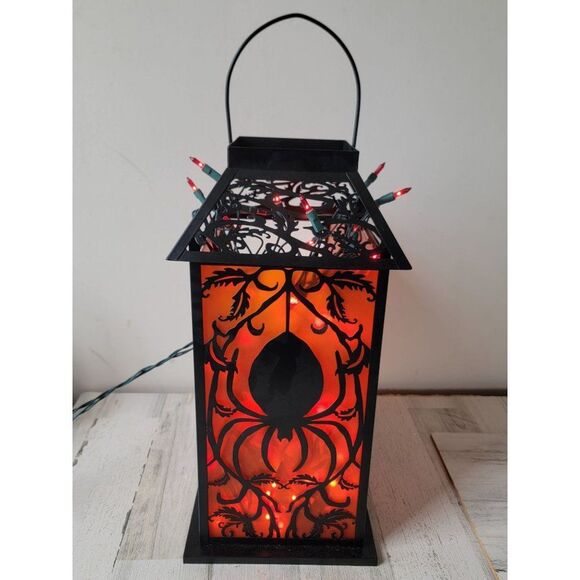 Halloween metal creepy large spider lantern prop light up - Picture 1 of 11